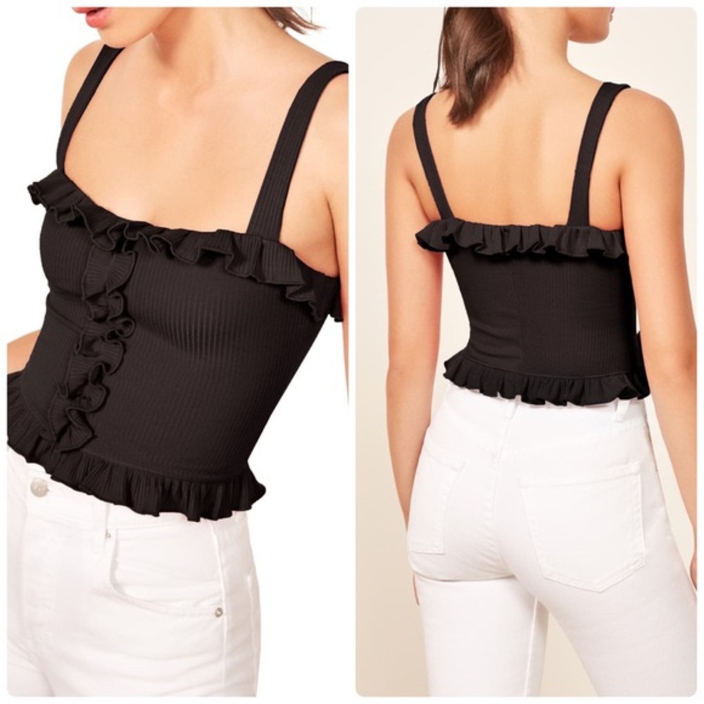 New Reformation Trixie Black Crop Top Medium NWT